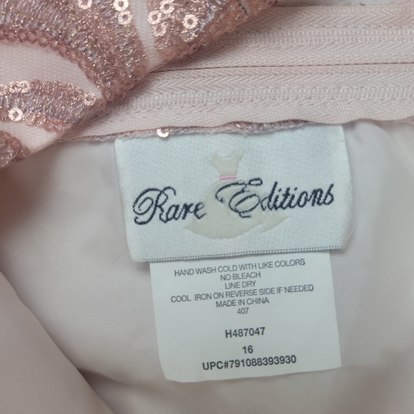 Preowned Rare Editions Pink/burgundy Embroidered Rhinestone Tulle Dress Girls 16 - Picture 7 of 9